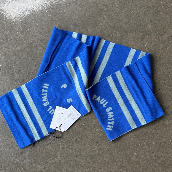 Buy PS Paul Smith Navy Wool Zebra Print Logo Stripe Scarf  Paul Smith PS Logo Scarf